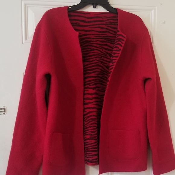 Unbranded Boiled Wool Reversible Cardigan Jacket Sz L - Picture 11 of 16